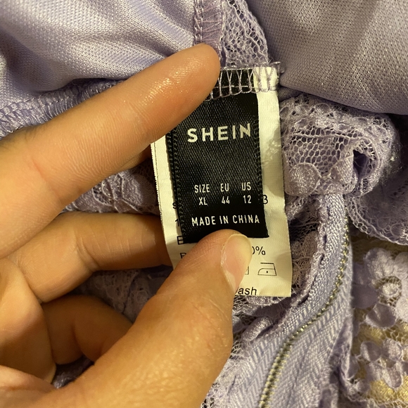 SHEIN Purple Lavender Off-Shoulder Lace Crop Top - Size XL 💜 - Picture 8 of 9